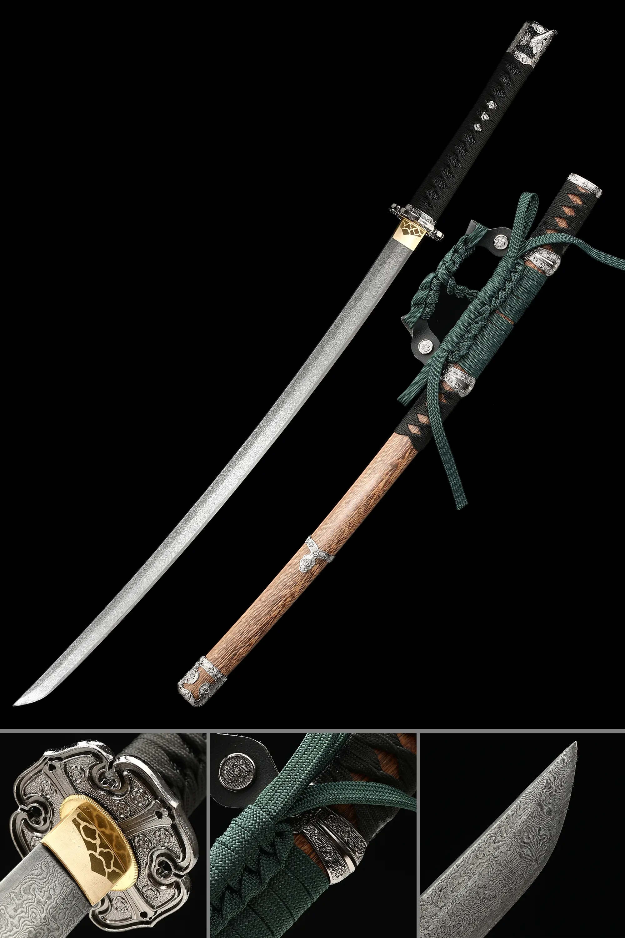 Handmade Full Tang Japanese Tachi Sword Damascus Steel With Rosewood Scabbard - Image 1