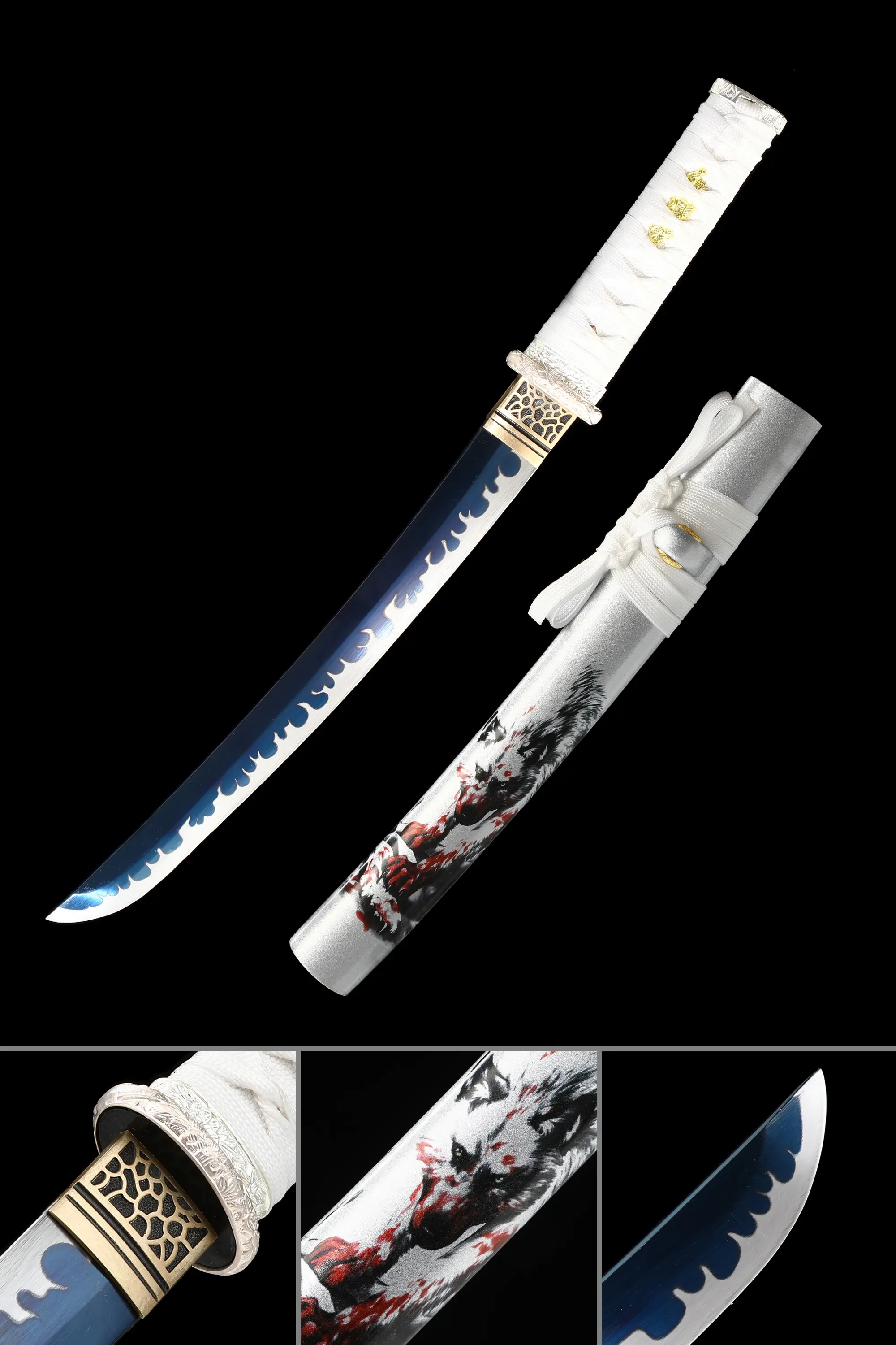 Handmade Full Tang Tanto Sword Manganese Steel With Blue Blade - Image 1