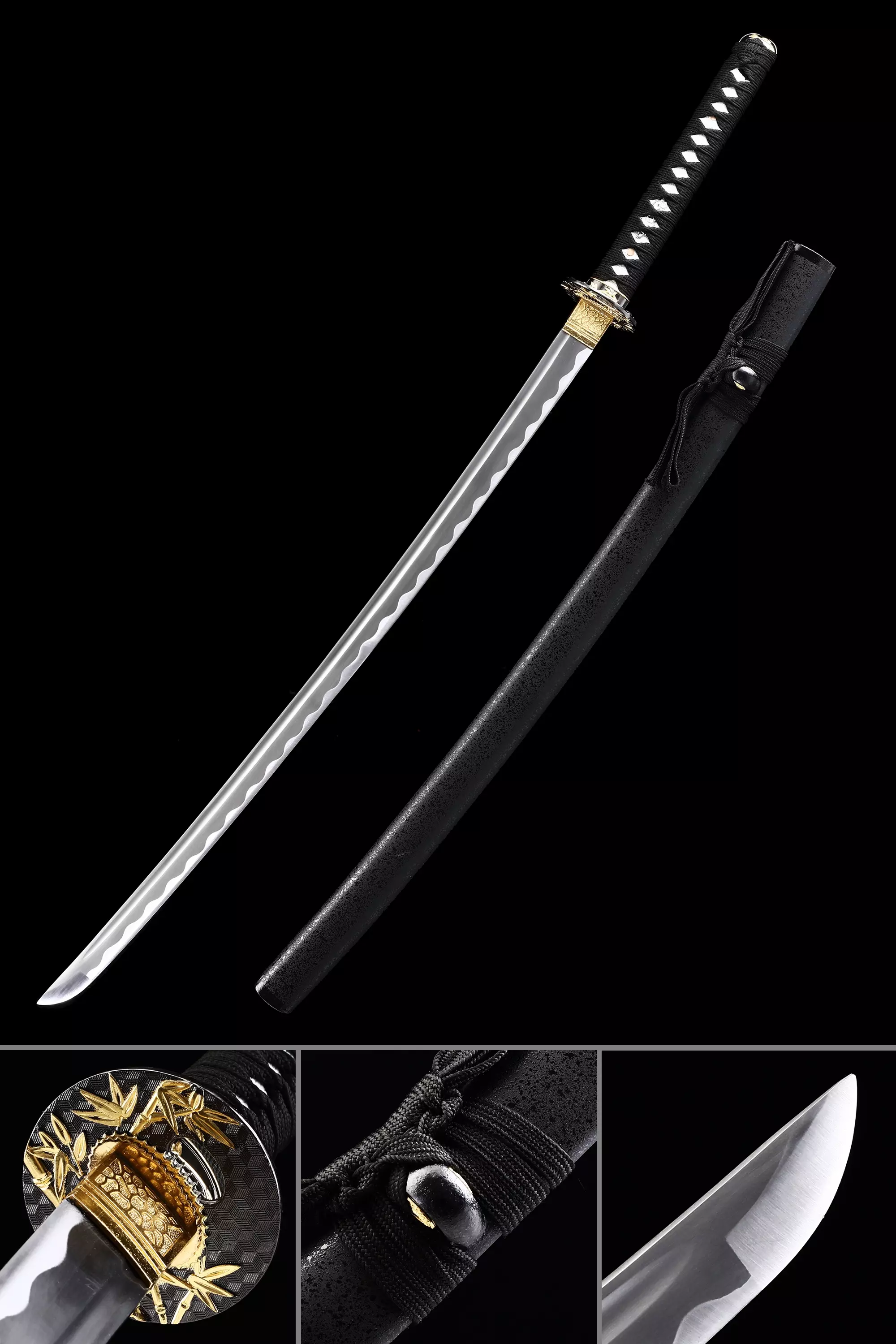 Handmade Japanese Katana Sword With Black Scabbard - Image 1
