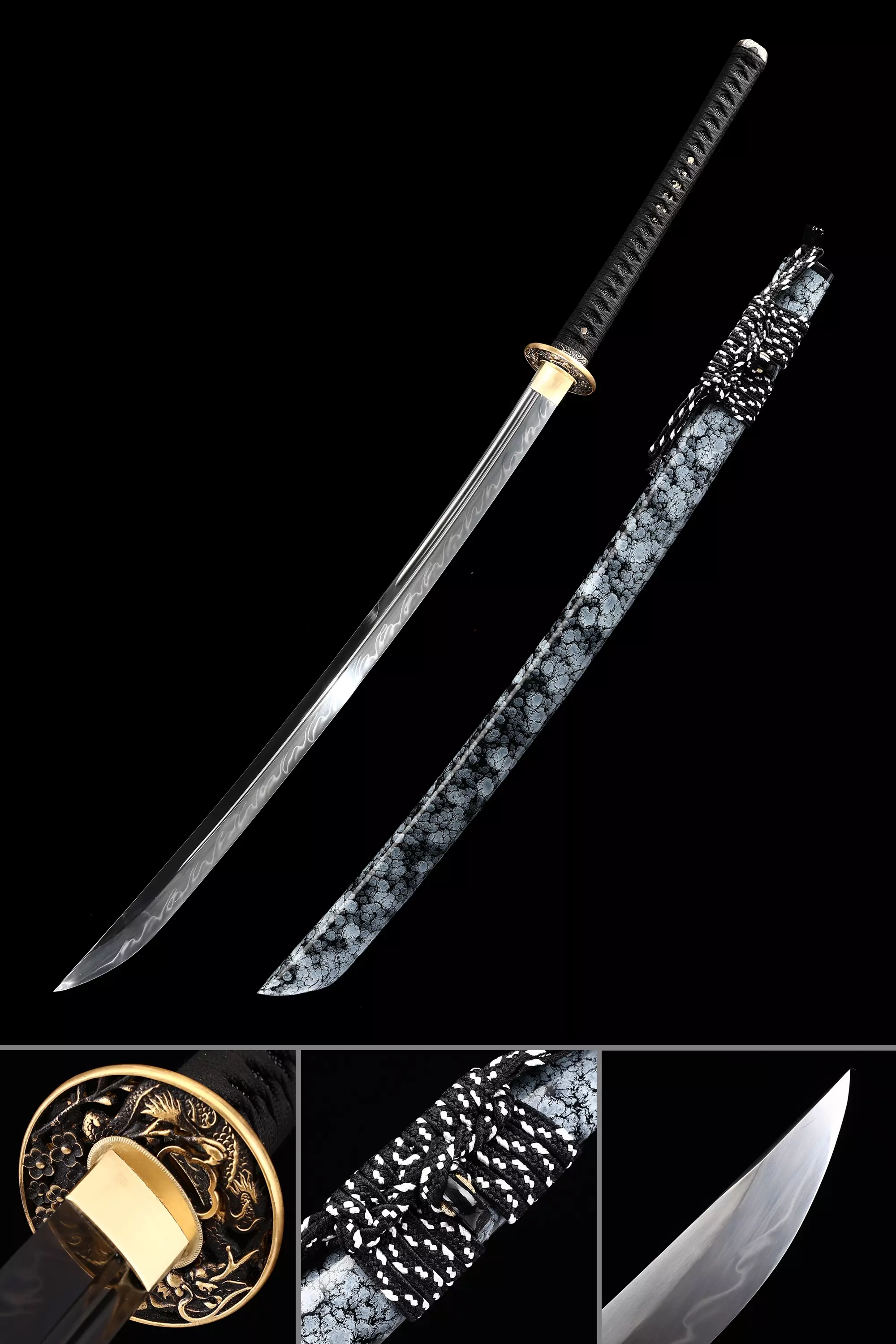 Handmade Japanese Naginata Sword T10 Folded Clay Tempered Steel