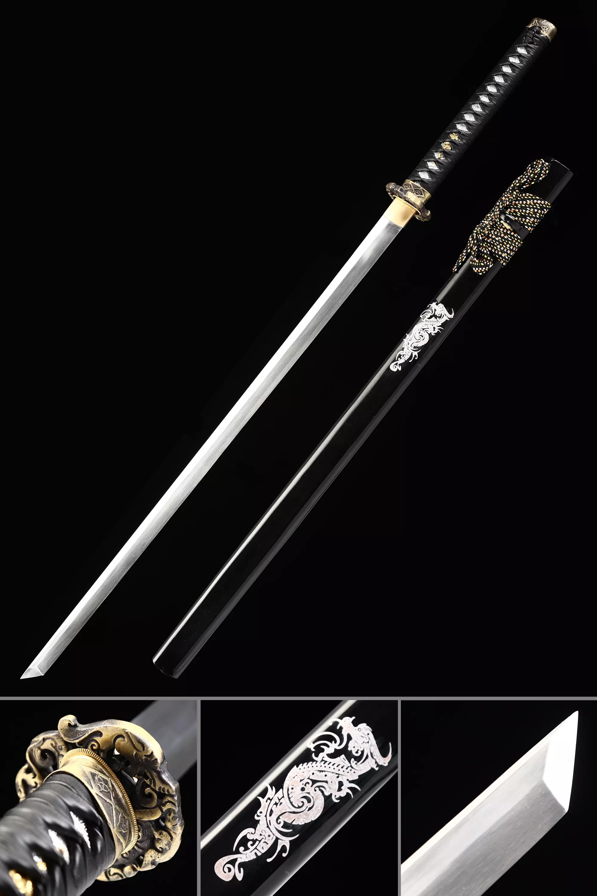 Handmade Japanese Ninjato Ninja Sword High Manganese Steel With Black Scabbard - Image 1