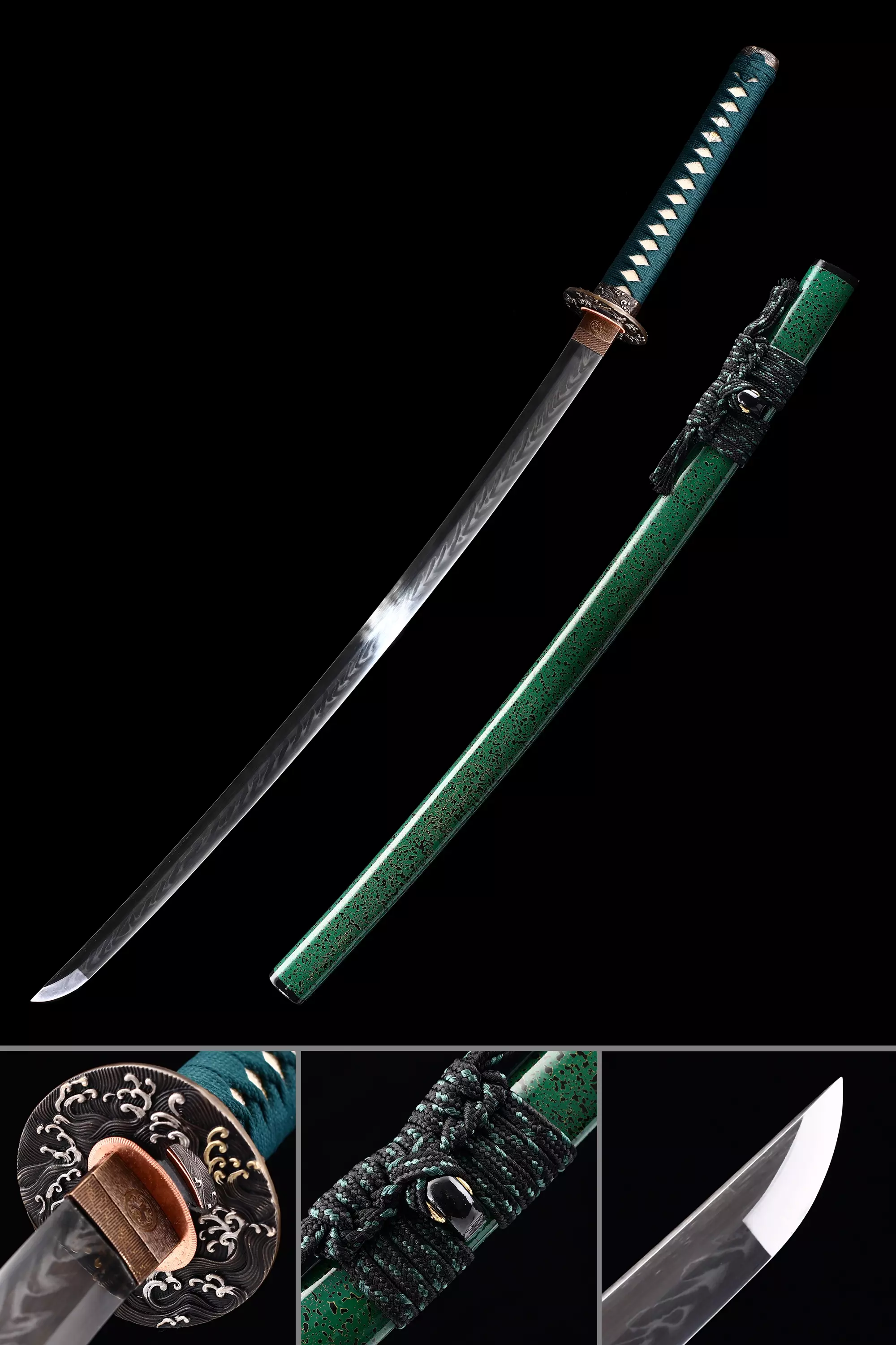 Handmade Japanese Samurai Sword With Green Scabbard - Image 1