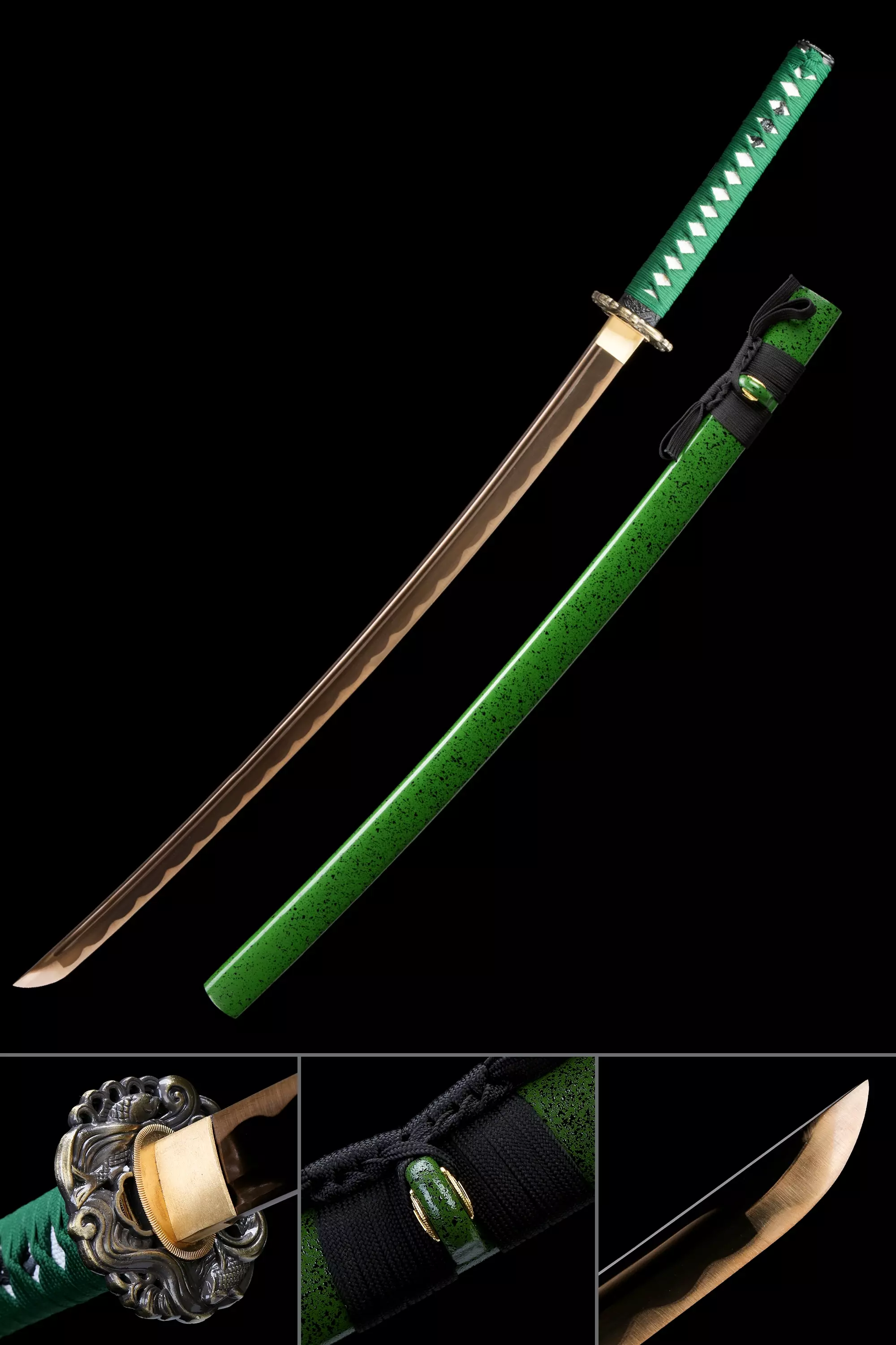 Handmade Japanese Sword 1045 Carbon Steel With Bronze Printed Blade - Image 1